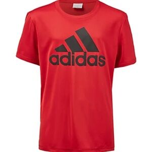 🔥 NWT Adidas Youth Climalite Tee 😎 – Red & Black Logo – Size XS (7)